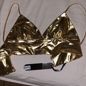 Metallic gold crop top rave bra NWT